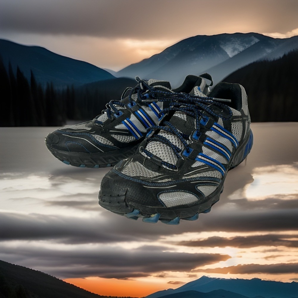Adidas Kanadia TR3 Mens Sz 13 Trail Running Shoe Blue/Black Mesh Outdoor Sneaker